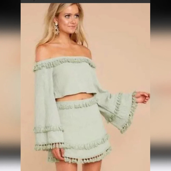 THE INDIGO CHILD Tassel skirt And Cropped Top Set. Maroon/Burgundy. Size small - Picture 2 of 15